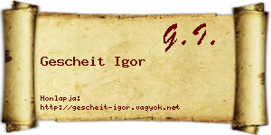 Gescheit Igor névjegykártya